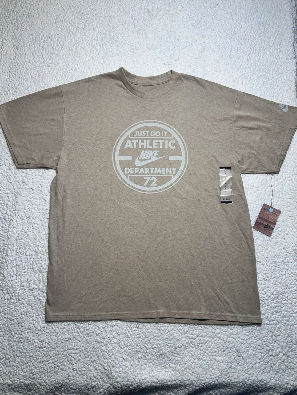 Nike Athletic Department 72 Shirt Mens L Large Just Do It Graphic Tee Brown NWT